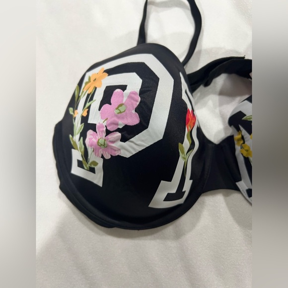 PINK VS Victoria Secret bra black t-shirt wear everywhere lightly lined 42C - Picture 3 of 8